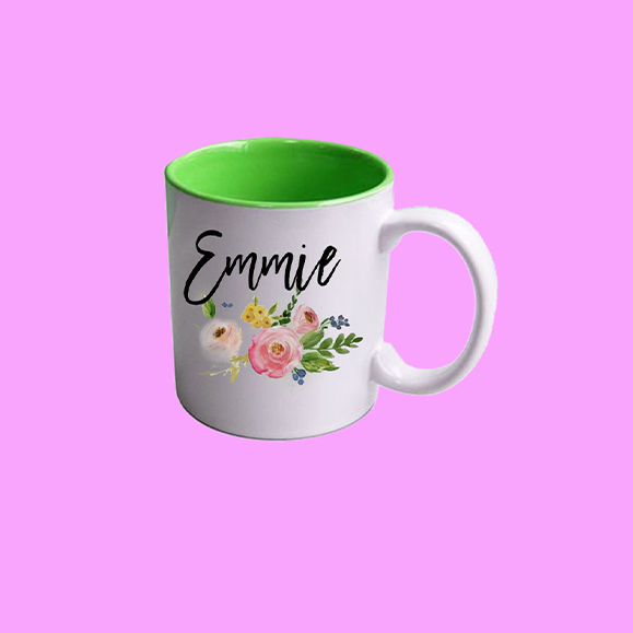 PERZONALIZA CON UN DISEÃO UNICO TU TAZA CERAMICA 11OZ COLOR INTERNO VERDE